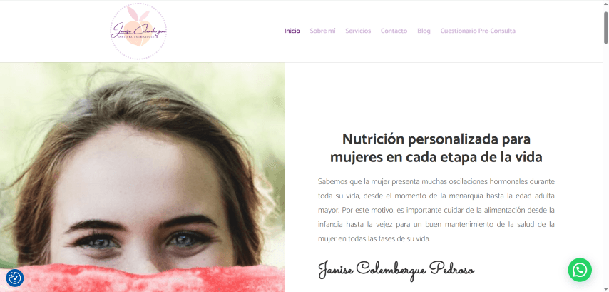 Captura del proyecto Nutricionista — Janisse Colombergue Pedroso