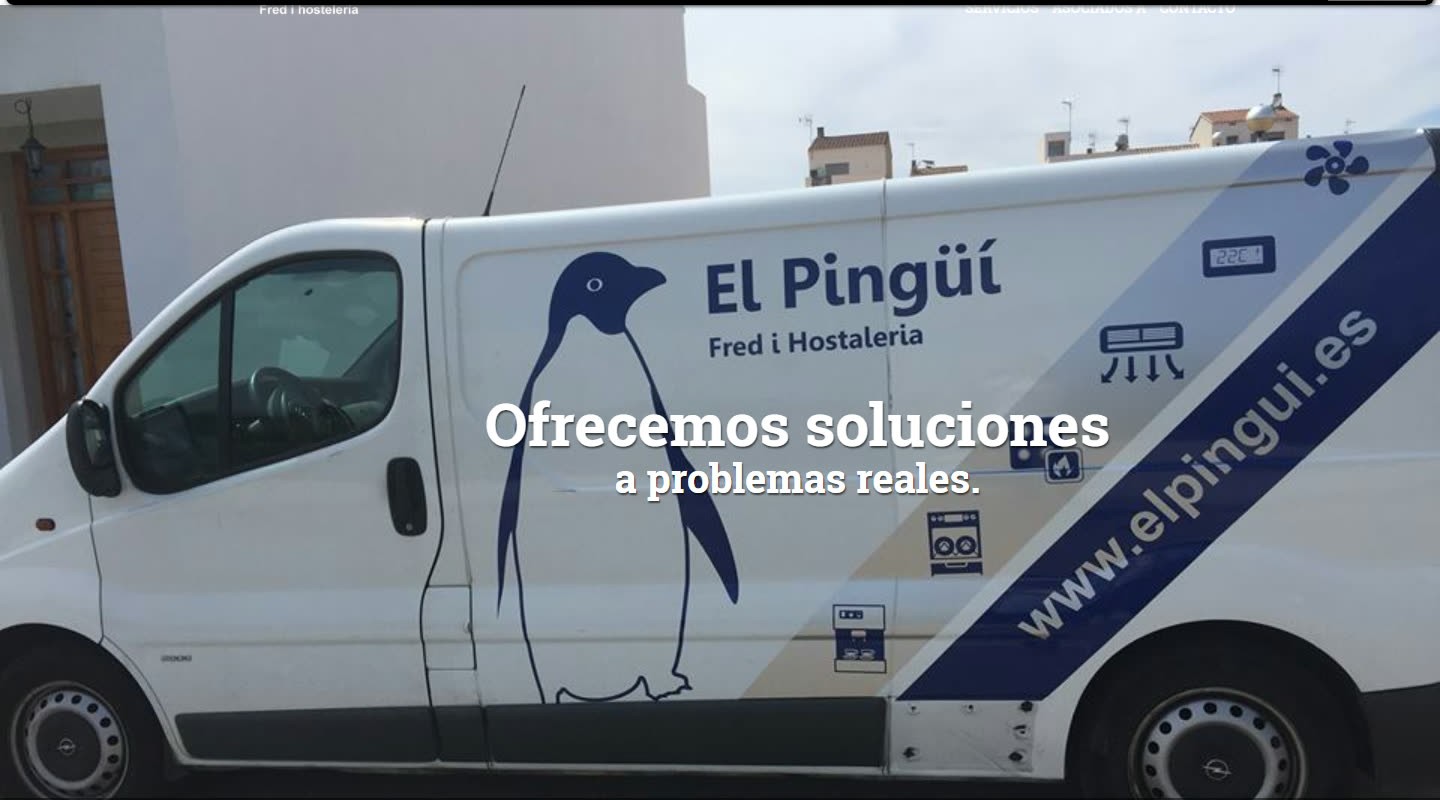 Web anterior de El Pingüí (frío y hostelería), antes del rediseño