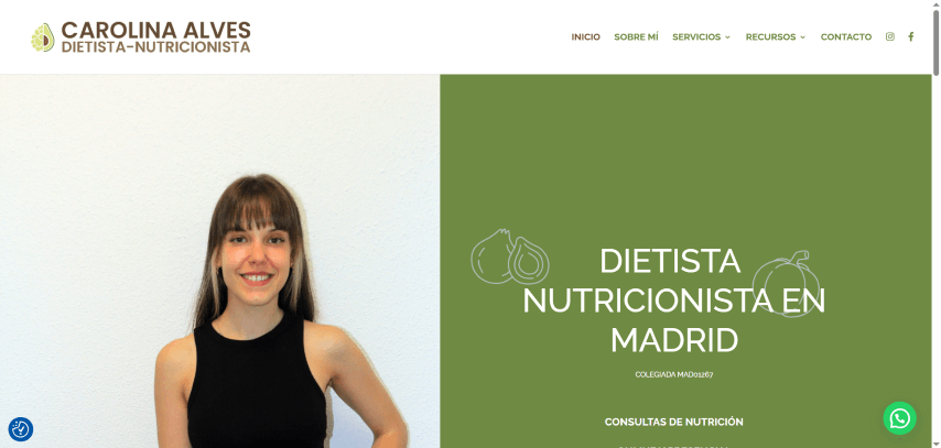 Captura del proyecto Nutricionista — Carolina Alves